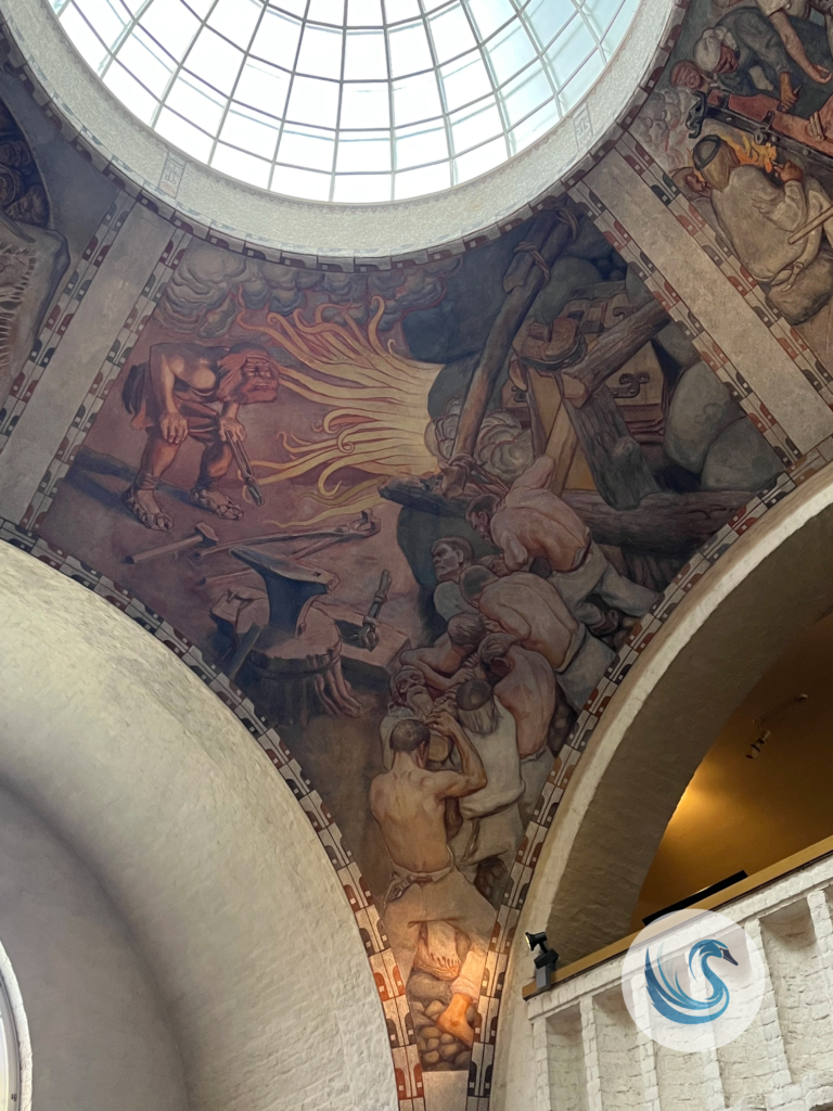 Kansallismuseon katto. Akseli Gallen-Kallela. Sammon taonta.