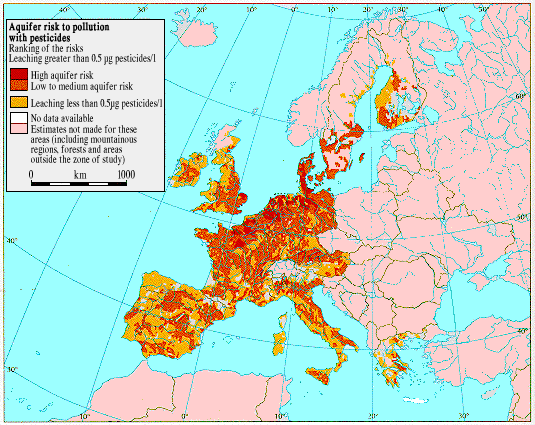 Runsaasti torjunta-aineita sisältävät pohjavesialueet kartta