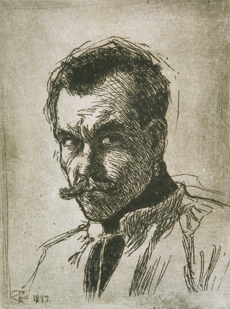 Akseli Gallen-Kallelan lyijykynällä piirtämä omakuva. 