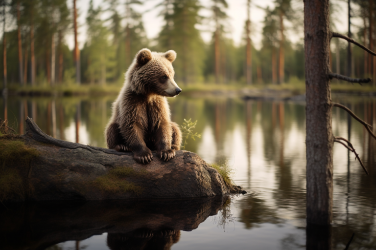 Karhunpoikanen istuu Suomessa