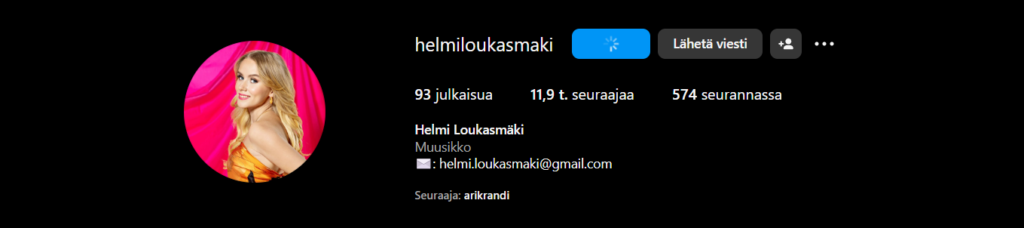 Helmi Loukasmäki sosiaalinen mediassa
